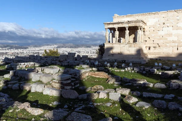 O Erechtheion na Acrópole de Atenas, Grécia — Fotografia de Stock