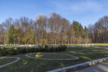 Sofya, Bulgaristan - 21 Ocak 2020: Bulgaristan 'ın Sofya kentindeki South Park' ın kış manzarası