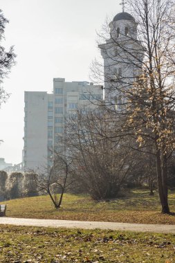 Sofya, Bulgaristan - 21 Ocak 2020: Bulgaristan 'ın Sofya kentindeki South Park' ın kış manzarası