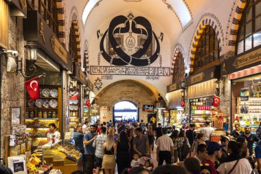 Spice market know as Egyptian Bazaar in city of Istanbul, Turkey