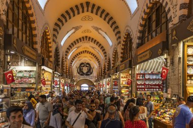Spice market know as Egyptian Bazaar in city of Istanbul, Turkey