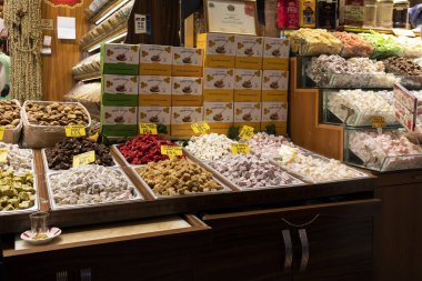 Spice market know as Egyptian Bazaar in city of Istanbul, Turkey