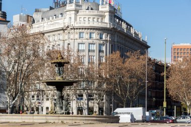 Typical street in City of Madrid, Spain