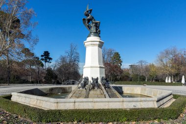 Fountain of the Fallen Angel in City of Madrid, Spain