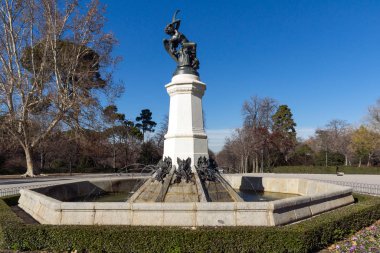 Fountain of the Fallen Angel in City of Madrid, Spain