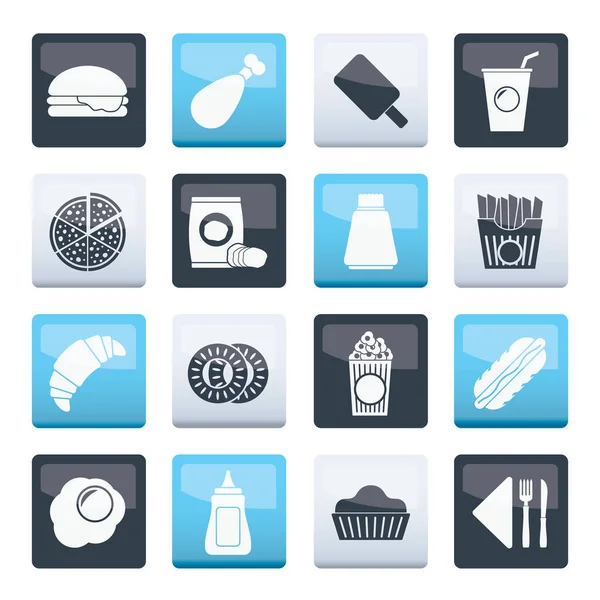 Fast Food Drink Icons Color Background Vector Icon Set — Stock Vector