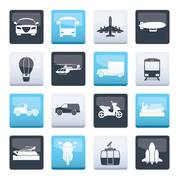 Iconos Transporte Viajes Sobre Fondo Color Conjunto Iconos Vectoriales — Archivo Imágenes Vectoriales