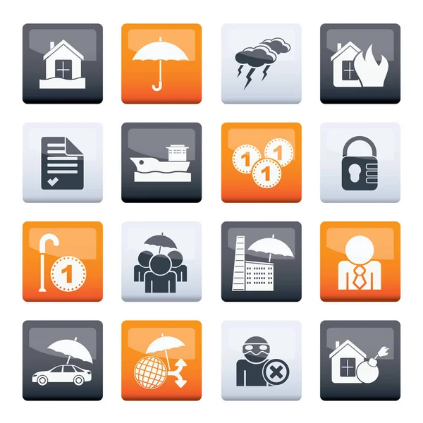 Insurance Risk Icons Color Background Vector Icon Set — Stock Vector