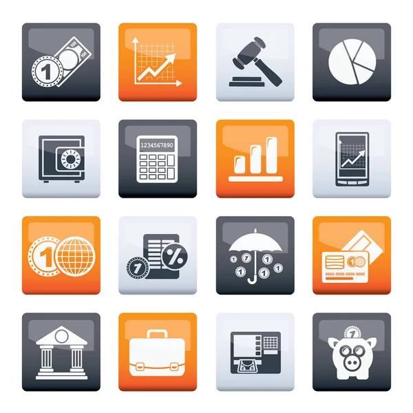 Business Finance Icons Color Background Vector Icon Set — Stock Vector