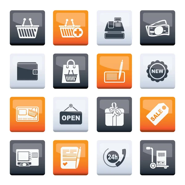 Shopping Retail Icons Color Background Vector Icon Set — Stock Vector