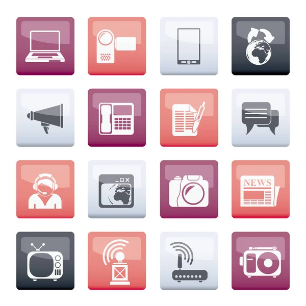 Communicatie Technologie Iconen Kleur Achtergrond Vector Icon Set — Stockvector