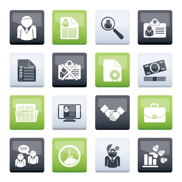 Employment Jobs Icons Color Background Vector Icon Set — Stock Vector