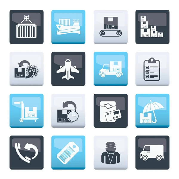 Cargo Shipping Delivery Icons Color Background Vector Icon Set — Stock Vector