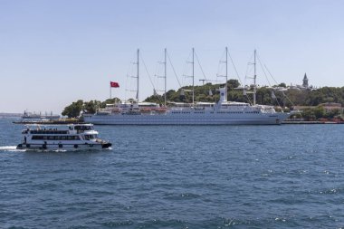İstanbul, Türkiye - 27 Temmuz 2019: İstanbul, Türkiye 'den İstanbul' a panoramik manzara