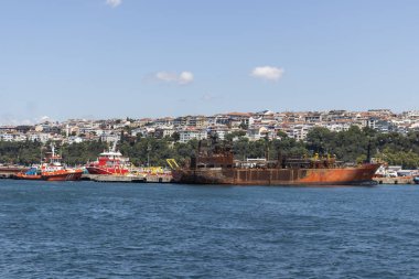 İstanbul, Türkiye - 27 Temmuz 2019: İstanbul, Türkiye 'den İstanbul' a panoramik manzara