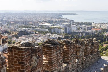Selanik, Yunanistan - 22 Eylül 2019: Panoramik manzara kenti Selanik, Orta Makedonya, Yunanistan