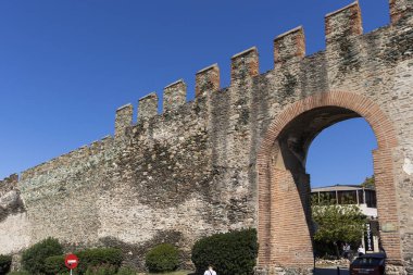 Selanik, Yunanistan - 22 Eylül 2019: Antik Selanik kenti, Orta Makedonya, Yunanistan