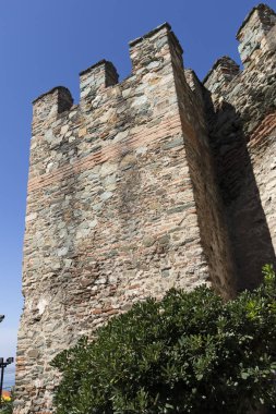 THESSALONIKI, GREECE - SEPTEMBER 22, 2019: Ruins of Ancient walls at Fortification in city of Thessaloniki, Central Macedonia, Greece