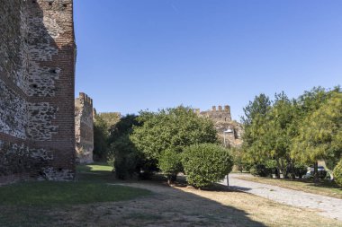 THESSALONIKI, GREECE - SEPTEMBER 22, 2019: Ruins of Ancient walls at Fortification in city of Thessaloniki, Central Macedonia, Greece