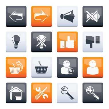 Renkli arka plan üzerinden web sitesi ve internet simgeleri - vektör simgesi seti