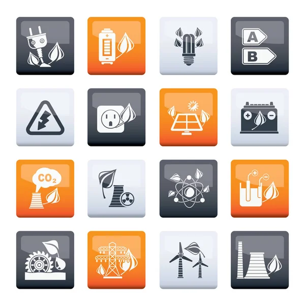 Iconos Energía Verde Medio Ambiente Sobre Fondo Color Conjunto Iconos — Vector de stock