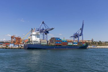ISTANBUL, TURKEY - JULY 27, 2019: Panoramic view from Bosporus to Asian part of city of Istanbul, Turkey