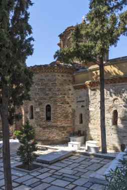 Selanik, Yunanistan - 22 Eylül 2019: Yunanistan 'ın orta Makedonya kentindeki Antik Vlatadon Manastırı