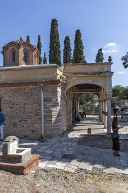 Selanik, Yunanistan - 22 Eylül 2019: Yunanistan 'ın orta Makedonya kentindeki Antik Vlatadon Manastırı