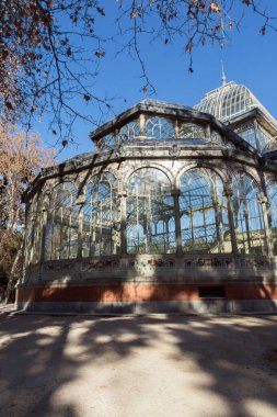 Madrid, İspanya - 22 Ocak 2018: Crystal Palace Retiro Park City, Madrid, İspanya