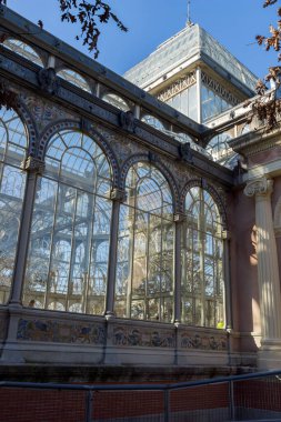 Madrid, İspanya - 22 Ocak 2018: Crystal Palace Retiro Park City, Madrid, İspanya