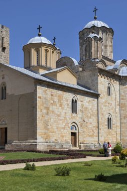 DESPOTOVAC, SERBIA - AUGUST 11, 2019: Medieval wall and buildings at Manasija monastery, Sumadija and Western Serbia
