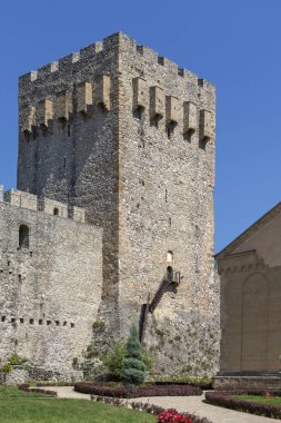 DESPOTOVAC, SERBIA - AUGUST 11, 2019: Medieval wall and buildings at Manasija monastery, Sumadija and Western Serbia
