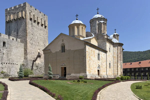 Despotovac Serbia August 2019 Medieval Wall Buildings Manasija Monastery Sumadija — Stok fotoğraf