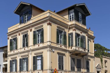 THESSALONIKI, GREECE - 22 Eylül 2019: Yunanistan 'ın orta Makedonya kentindeki Tipik cadde