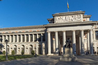 Madrid, İspanya - 22 Ocak 2018: Velazquez heykel Madrid şehir, İspanya Prado Müzesi önünde