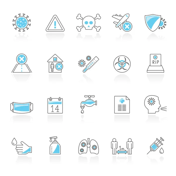 Linie Coronavirus Pandemie Symbole Vektor Icon Set — Stockvektor