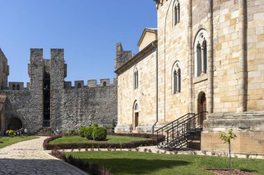 DESPOTOVAC, SERBIA - 11 Ağustos 2019: Manasija manastırı, Sumadija ve Batı Sırbistan 'daki ortaçağ binaları