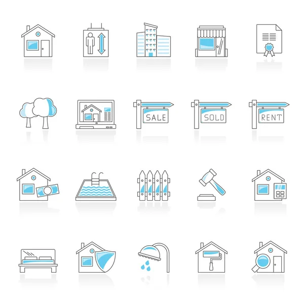 Line Real Estate Building Icons Vector Icon Set — Stock Vector
