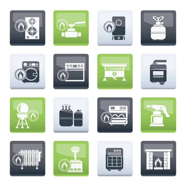 Household Gas Appliances Icons Color Background Vector Icon Set — Stock Vector