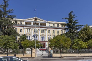 Selanik, Yunanistan - 22 Eylül 2019: Selanik, Orta Makedonya, Yunanistan 'da Makedonya ve Trakya Bakanlığı binası