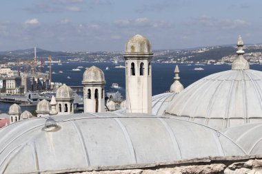İSTANBUL, TURKEY - 27 Temmuz 2019: İmparatorluk Süleyman Camii 'nden İstanbul, Türkiye' ye inanılmaz manzara