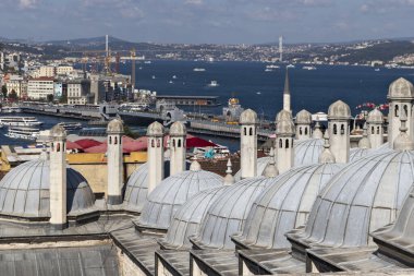 İSTANBUL, TURKEY - 27 Temmuz 2019: İmparatorluk Süleyman Camii 'nden İstanbul, Türkiye' ye inanılmaz manzara