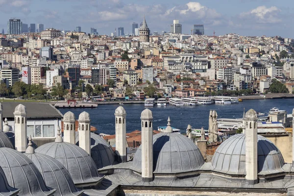 İSTANBUL, TURKEY - 27 Temmuz 2019: İmparatorluk Süleyman Camii 'nden İstanbul, Türkiye' ye inanılmaz manzara