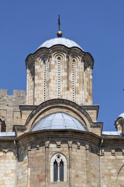 DESPOTOVAC, SERBIA - 11 Ağustos 2019: Manasija manastırı, Sumadija ve Batı Sırbistan 'daki ortaçağ binaları