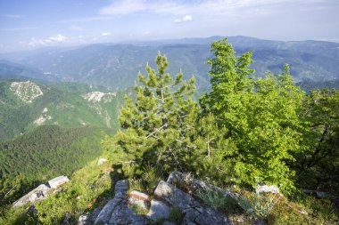Bulgaristan 'ın Filibe Bölgesi, Rodop Dağları' ndaki Kızıl Duvar Zirvesi 'nden inanılmaz manzara