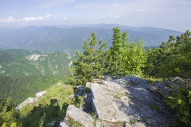 Bulgaristan 'ın Filibe Bölgesi, Rodop Dağları' ndaki Kızıl Duvar Zirvesi 'nden inanılmaz manzara