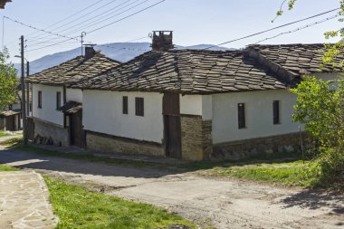 Bulgaristan 'ın Lovech bölgesinin tarihi Staro Stefanovo köyündeki tipik sokak ve eski evler