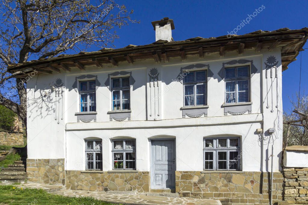 Typical street and old houses at historical village of Staro Stefanovo, Lovech region, Bulgaria