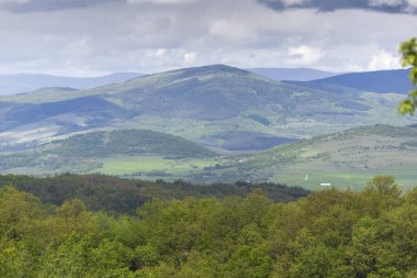 Cherna Gora (Monte Negro) dağının bahar manzarası, Pernik Bölgesi, Bulgaristan