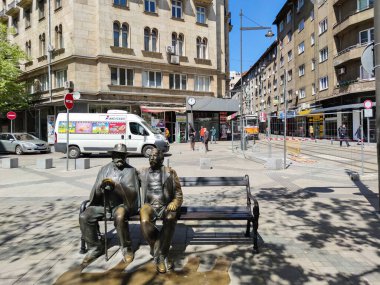 SOFYA, BULGARIA - 24 Nisan 2020: Bulgaristan 'ın Sofya kentinin merkezindeki Slaveykov Meydanı